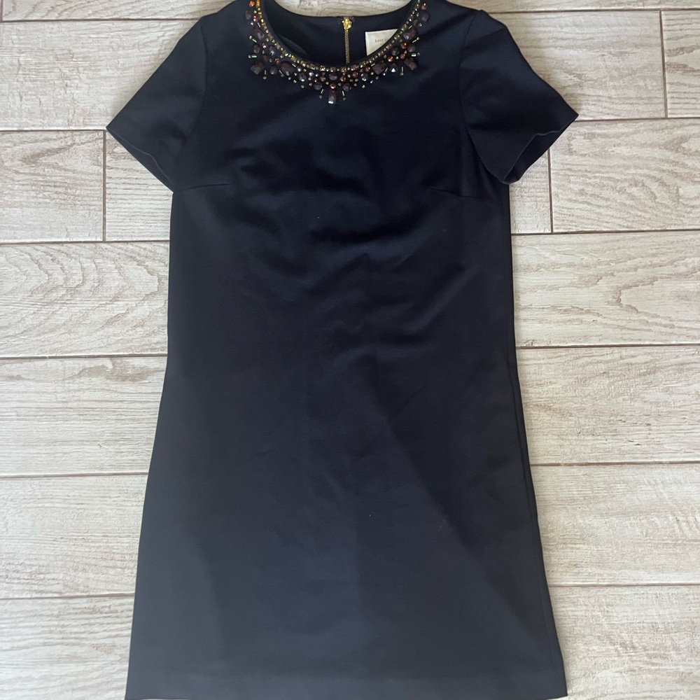 kate spade Black Short Sleeve Jewel-Neck Mini Dress